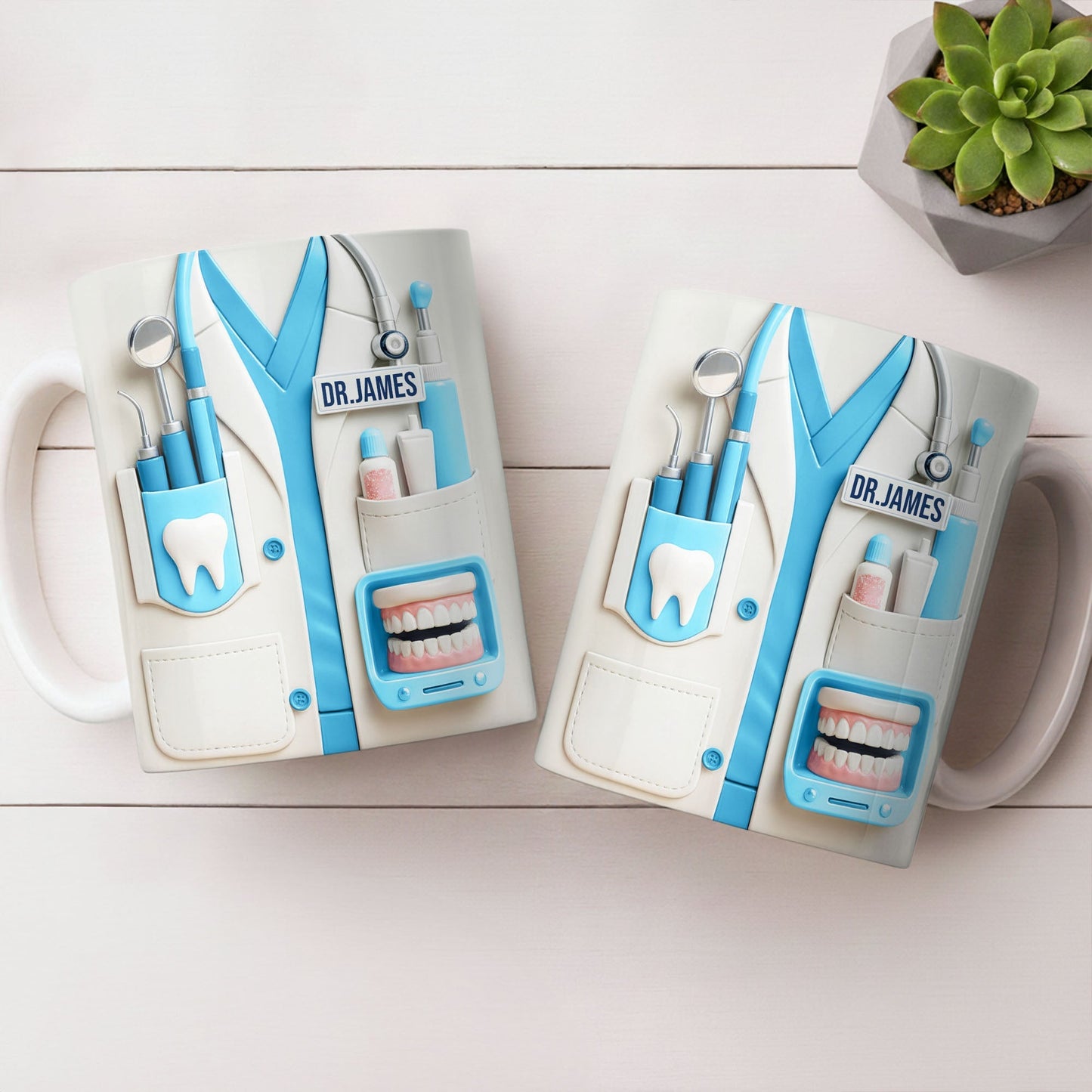 Customize With Name and Title, Dental Tools Design - Personalized Custom Coffee Mug - DOC080_MG