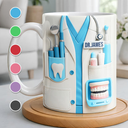 Customize With Name and Title, Dental Tools Design - Personalized Custom Coffee Mug - DOC080_MG