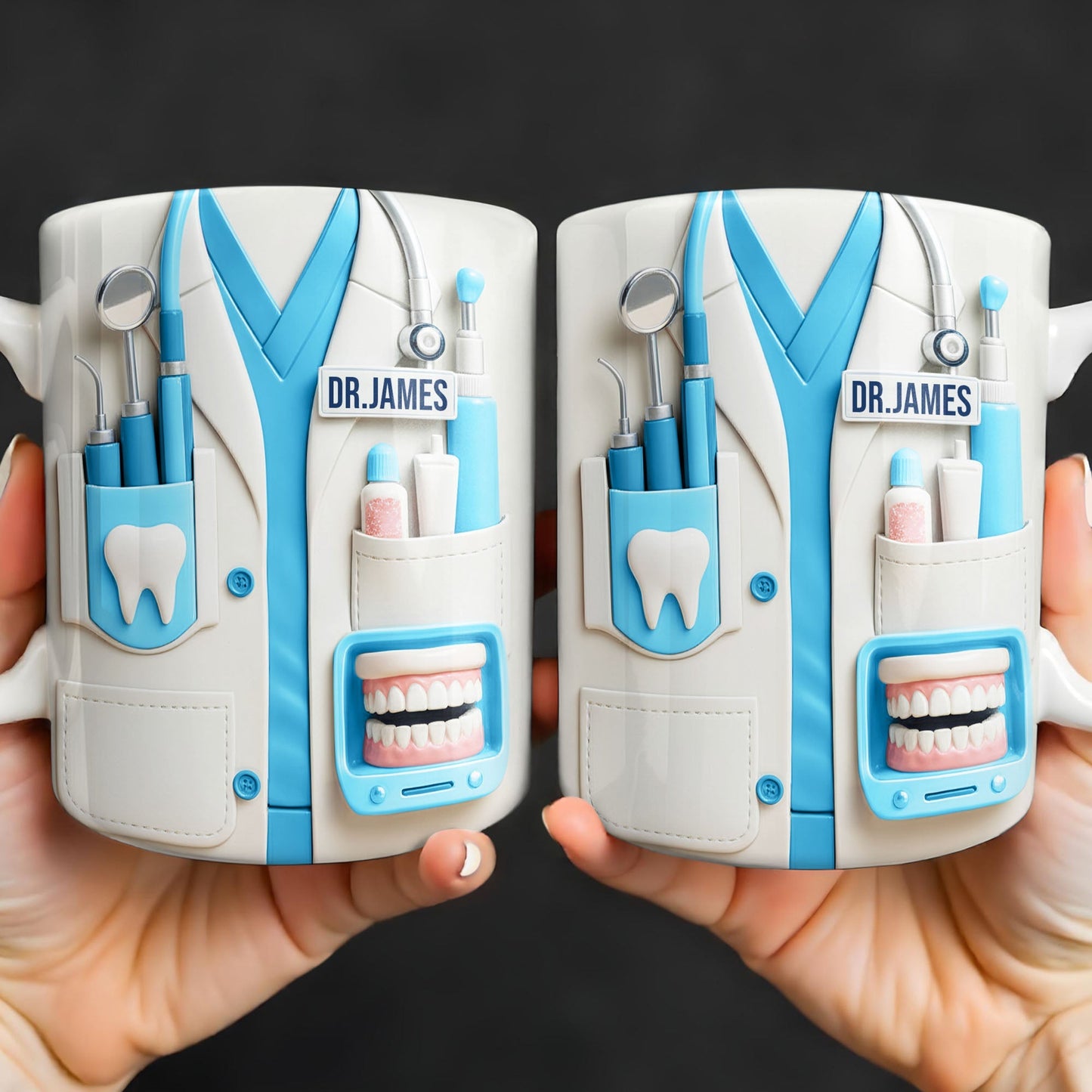 Customize With Name and Title, Dental Tools Design - Personalized Custom Coffee Mug - DOC080_MG