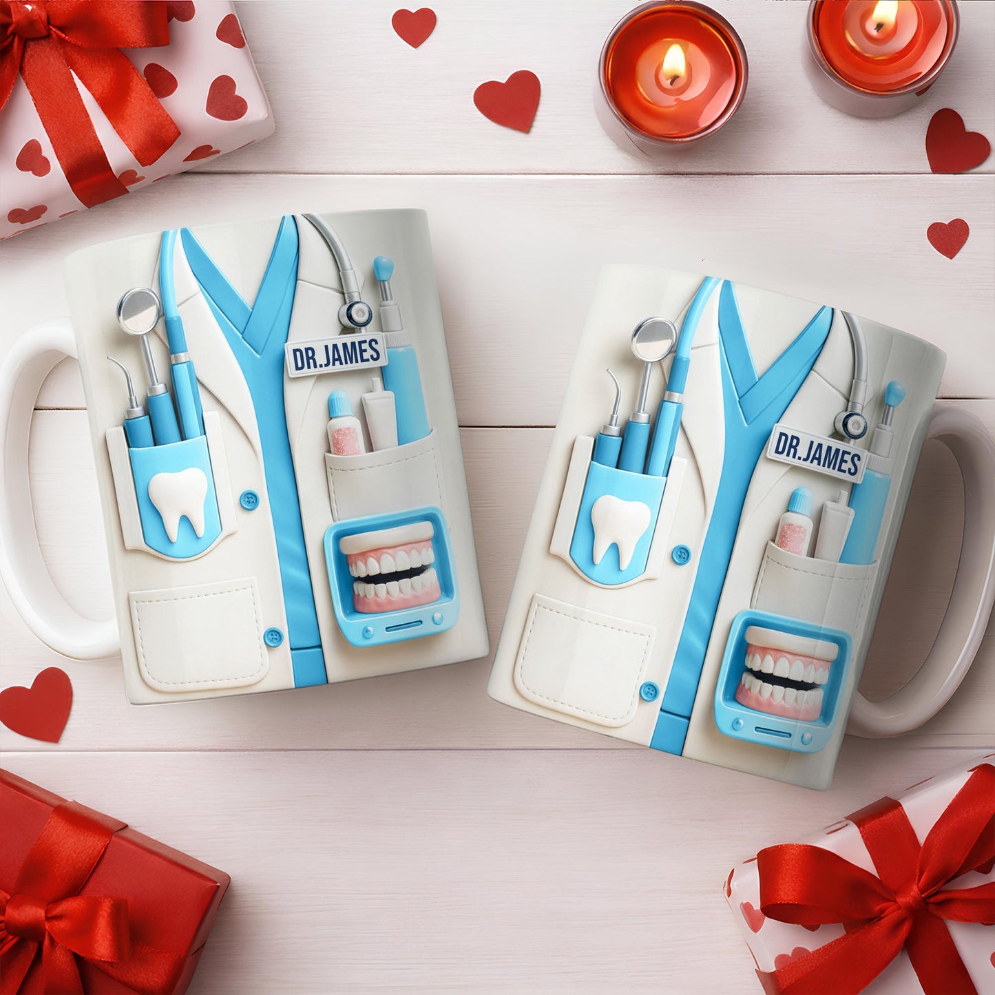 Customize With Name and Title, Dental Tools Design - Personalized Custom Coffee Mug - DOC080_MG