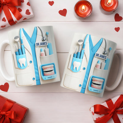 Customize With Name and Title, Dental Tools Design - Personalized Custom Coffee Mug - DOC080_MG