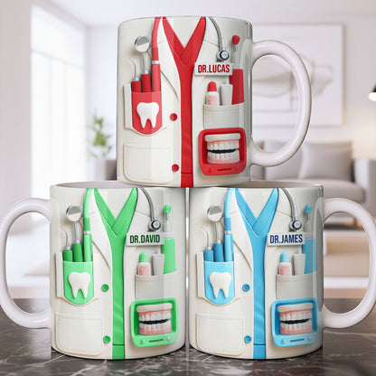 Customize With Name and Title, Dental Tools Design - Personalized Custom Coffee Mug - DOC080_MG