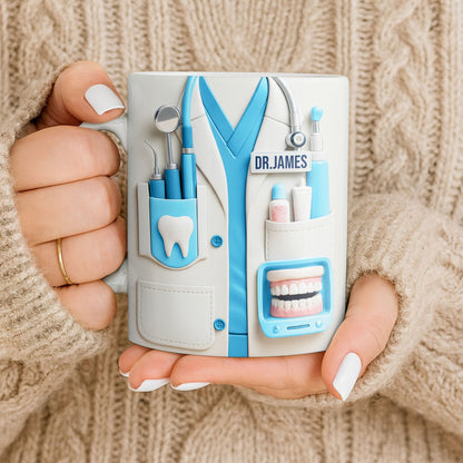 Customize With Name and Title, Dental Tools Design - Personalized Custom Coffee Mug - DOC080_MG