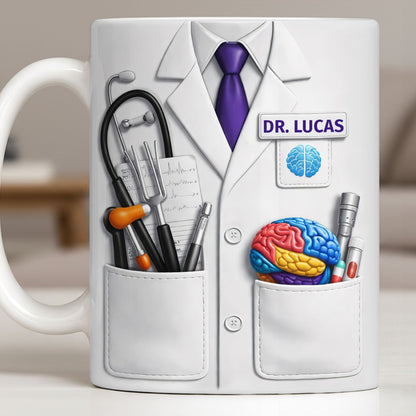 Celebrate Your Favorite Doctor With Stethoscope And Brain Model Mug - Personalized Custom Coffee Mug - DOC083_MG