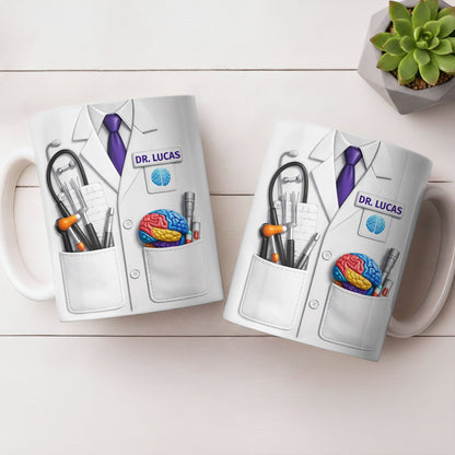 Celebrate Your Favorite Doctor With Stethoscope And Brain Model Mug - Personalized Custom Coffee Mug - DOC083_MG
