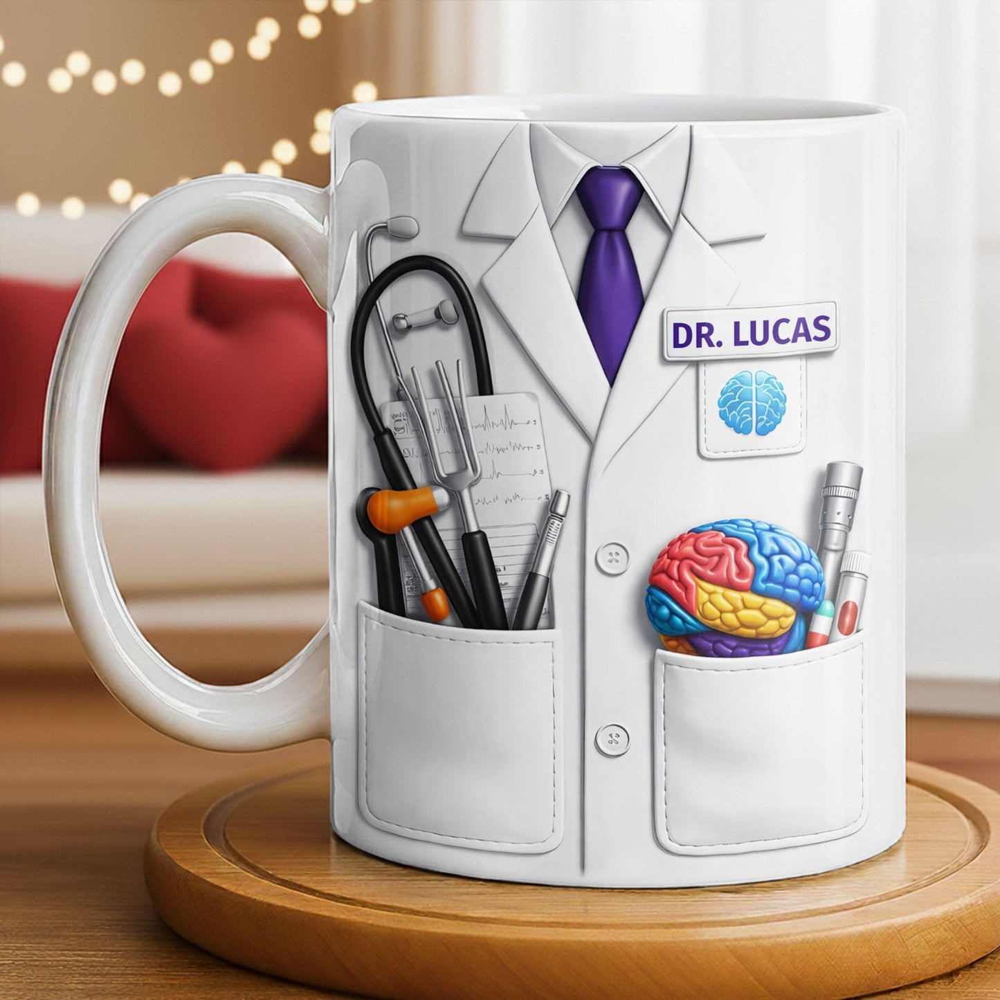 Celebrate Your Favorite Doctor With Stethoscope And Brain Model Mug - Personalized Custom Coffee Mug - DOC083_MG