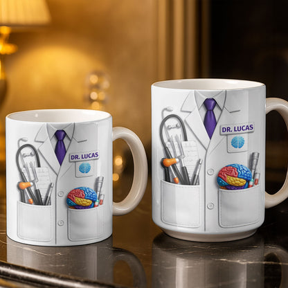 Celebrate Your Favorite Doctor With Stethoscope And Brain Model Mug - Personalized Custom Coffee Mug - DOC083_MG