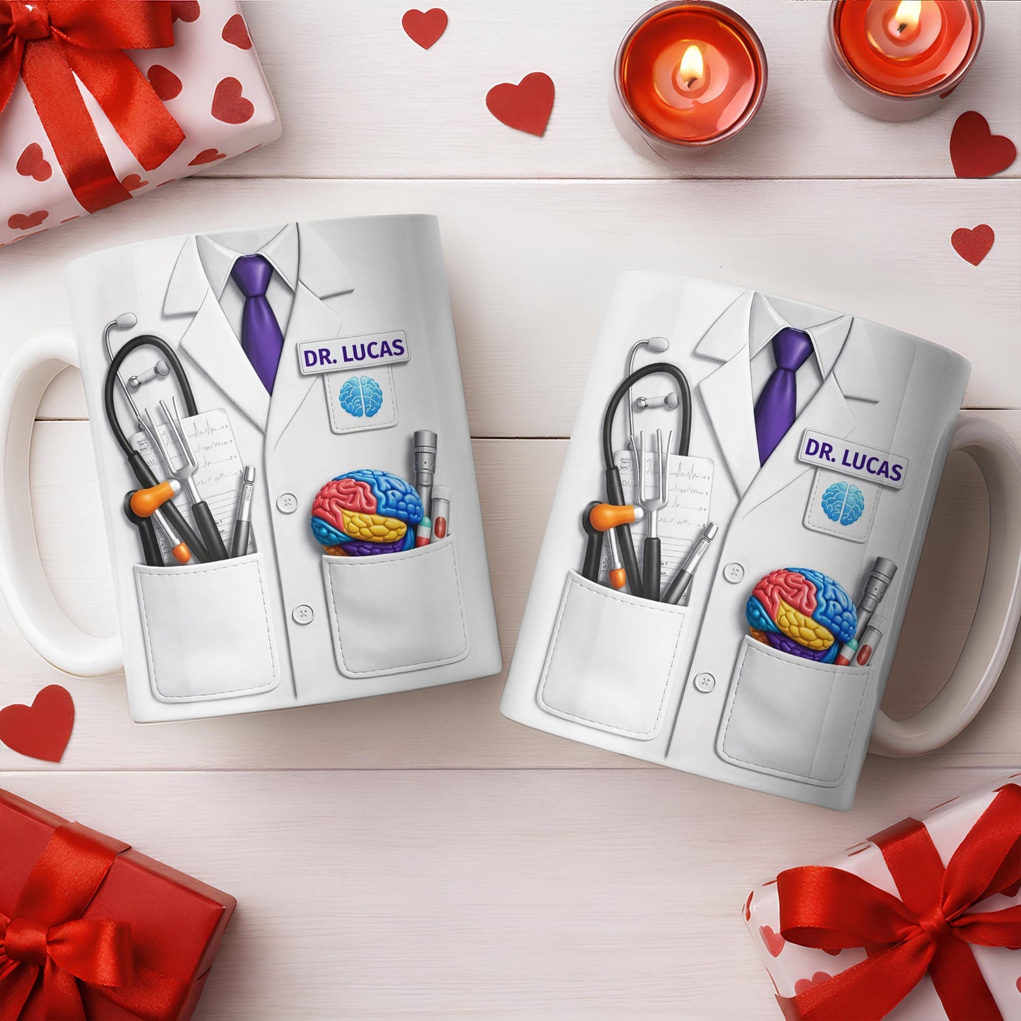 Celebrate Your Favorite Doctor With Stethoscope And Brain Model Mug - Personalized Custom Coffee Mug - DOC083_MG