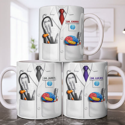 Celebrate Your Favorite Doctor With Stethoscope And Brain Model Mug - Personalized Custom Coffee Mug - DOC083_MG