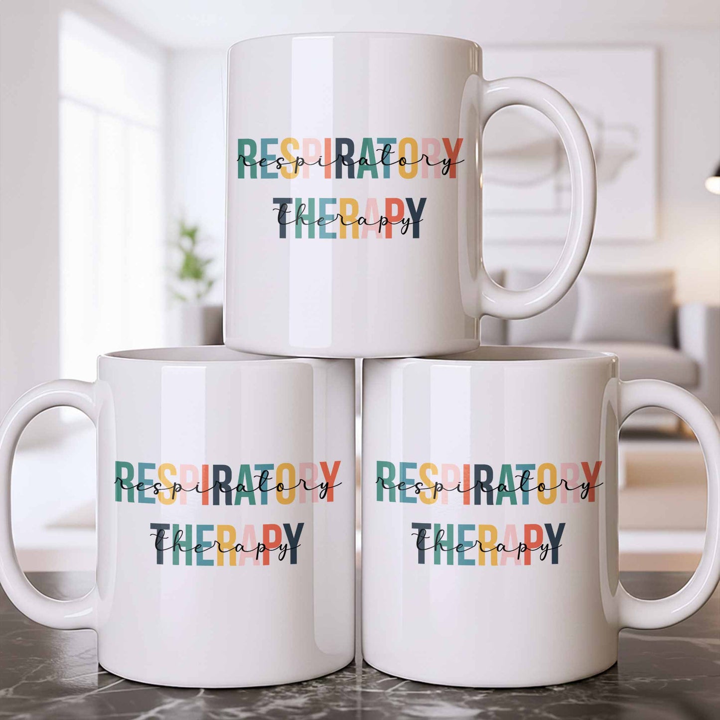 Respiratory Therapy Multicolored Text Design - Personalized Custom Coffee Mug - DOC086_MG