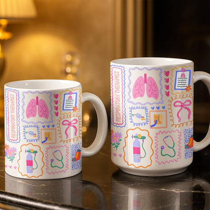 Respiratory Therapist With Lungs And Medical Tools - Personalized Custom Coffee Mug - DOC087_MG