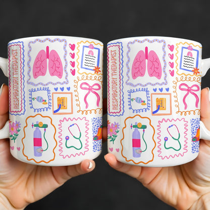 Respiratory Therapist With Lungs And Medical Tools - Personalized Custom Coffee Mug - DOC087_MG