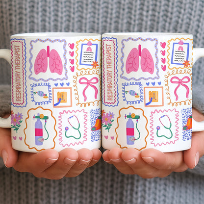 Respiratory Therapist With Lungs And Medical Tools - Personalized Custom Coffee Mug - DOC087_MG