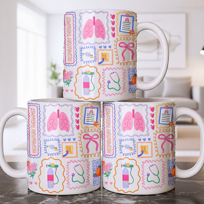 Respiratory Therapist With Lungs And Medical Tools - Personalized Custom Coffee Mug - DOC087_MG