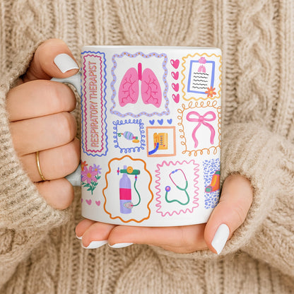Respiratory Therapist With Lungs And Medical Tools - Personalized Custom Coffee Mug - DOC087_MG