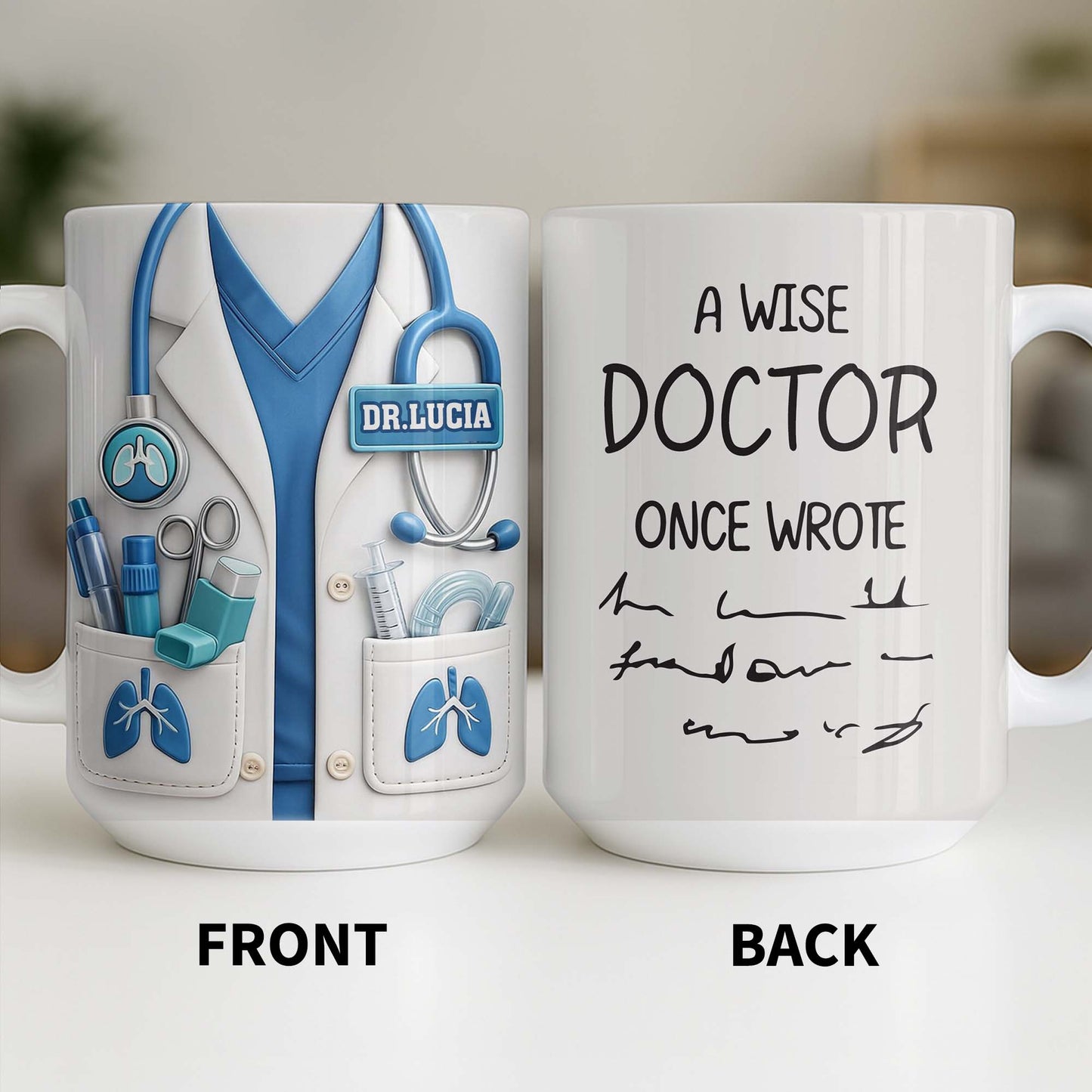 The Perfect Gift for Healthcare Heroes Featuring Medical Instruments - Personalized Custom Coffee Mug - DOC090_MG