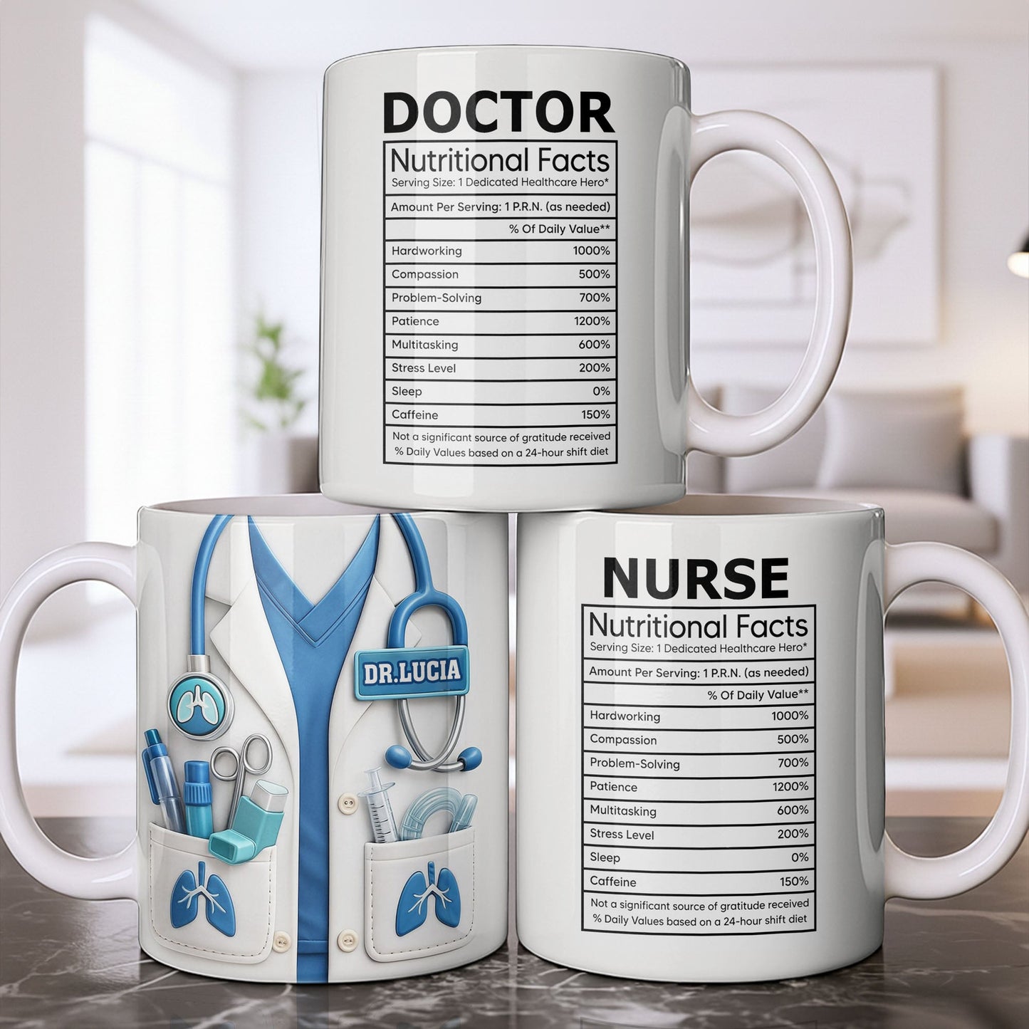 Doctor Nutritional Facts Dedicated Healthcare Hero - Personalized Custom Coffee Mug - DOC092_MG