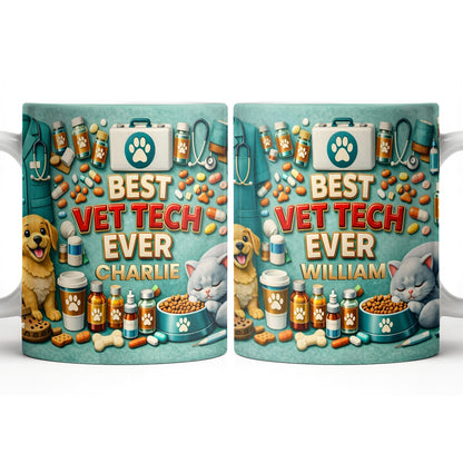 Best Vet Tech Ever, Dog Cat Love - Personalized Custom Coffee Mug - DOC093_MG