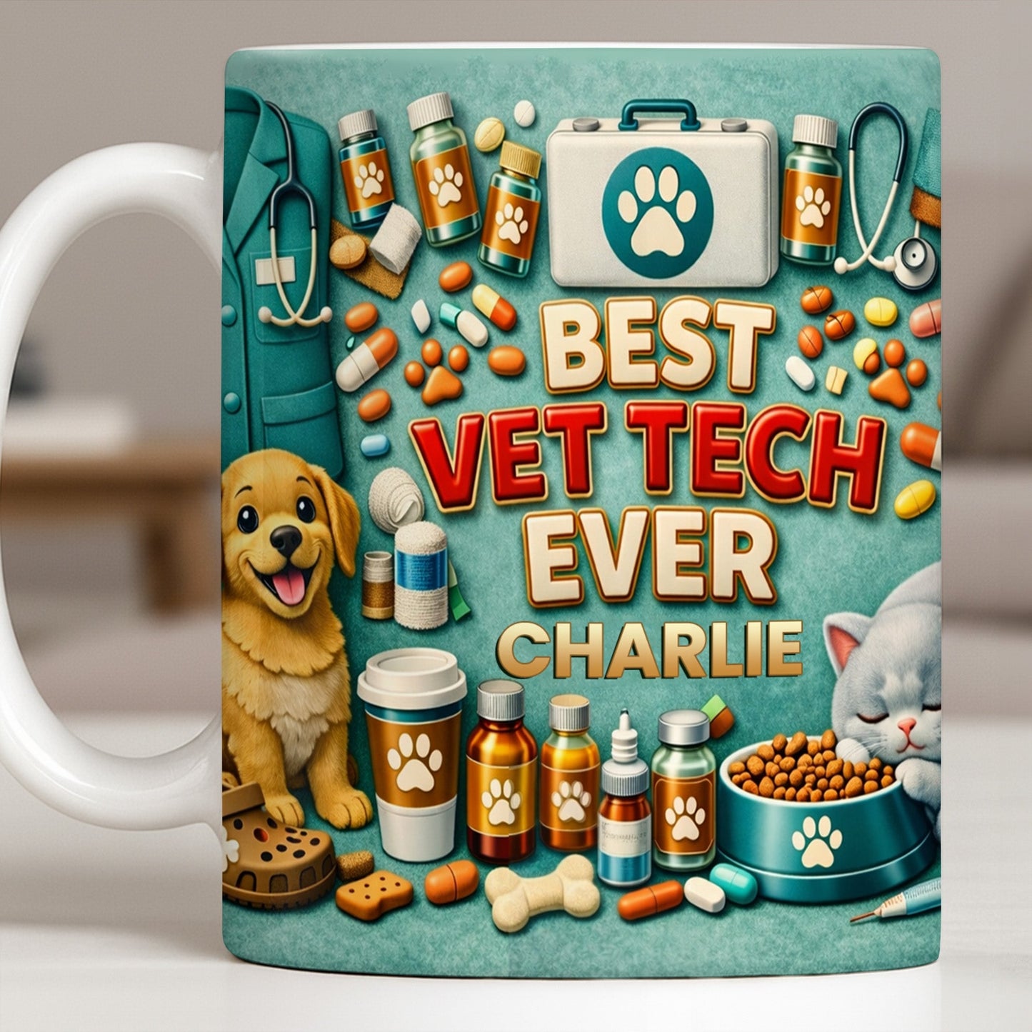Best Vet Tech Ever, Dog Cat Love - Personalized Custom Coffee Mug - DOC093_MG