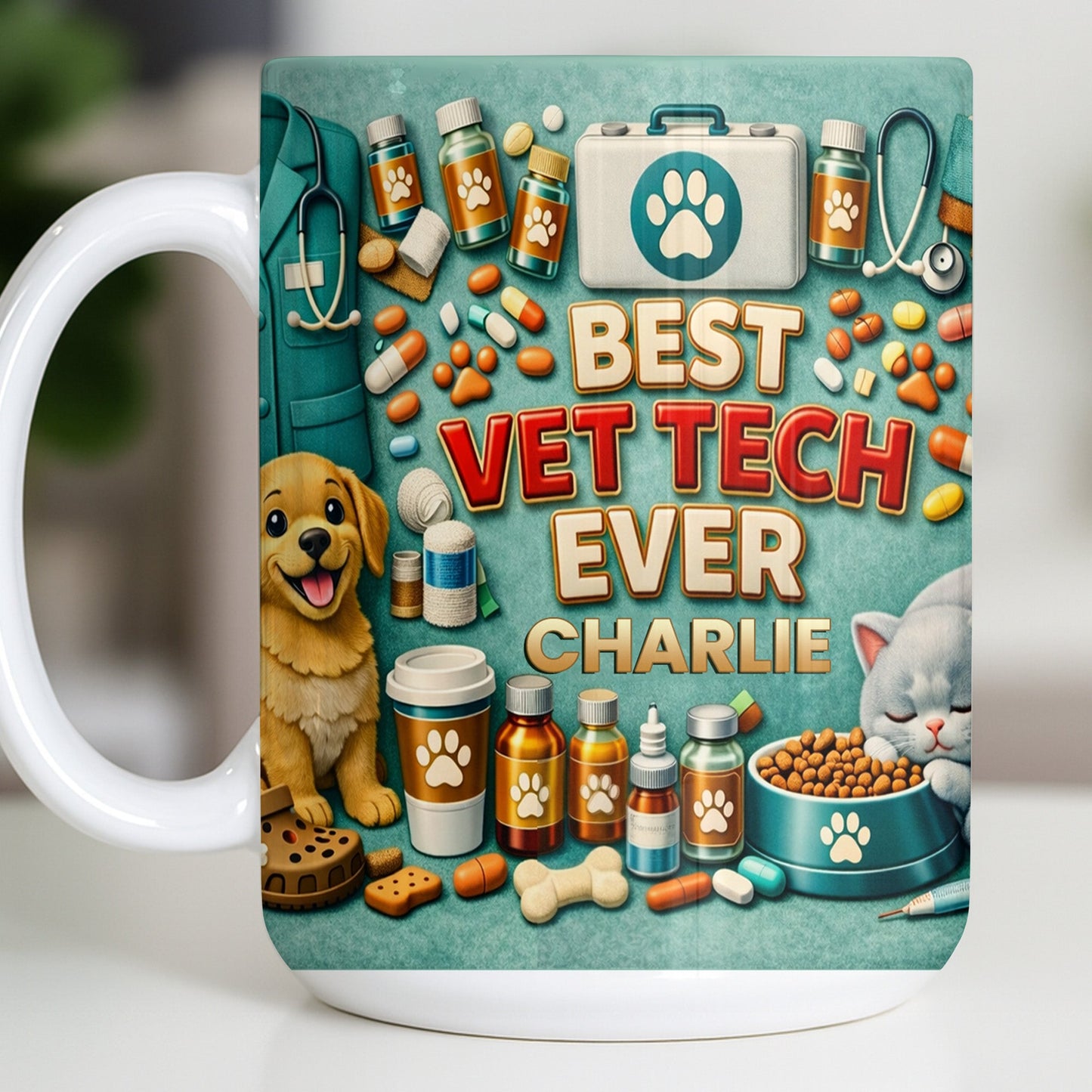 Best Vet Tech Ever, Dog Cat Love - Personalized Custom Coffee Mug - DOC093_MG