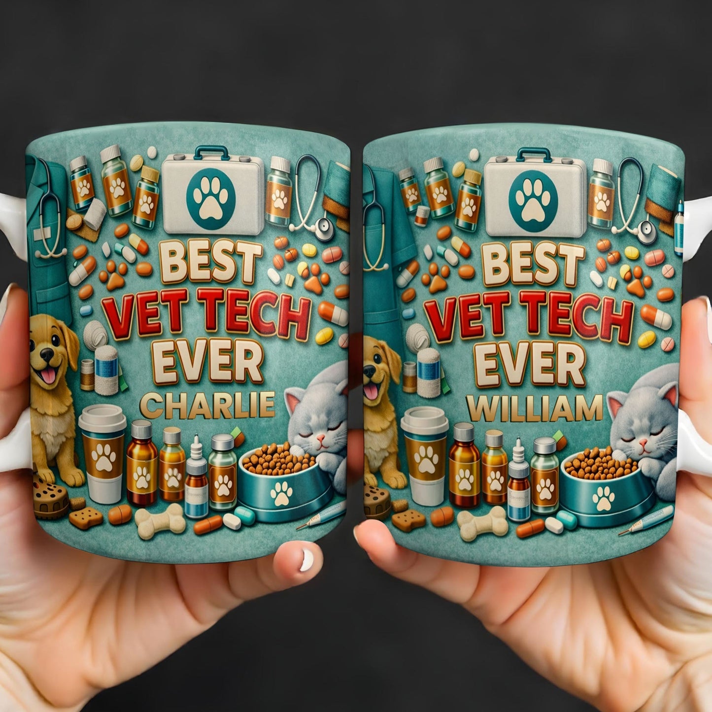 Best Vet Tech Ever, Dog Cat Love - Personalized Custom Coffee Mug - DOC093_MG