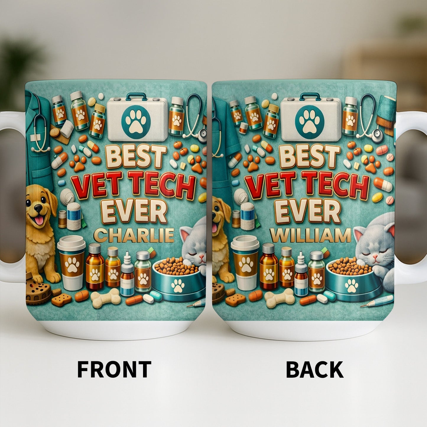 Best Vet Tech Ever, Dog Cat Love - Personalized Custom Coffee Mug - DOC093_MG