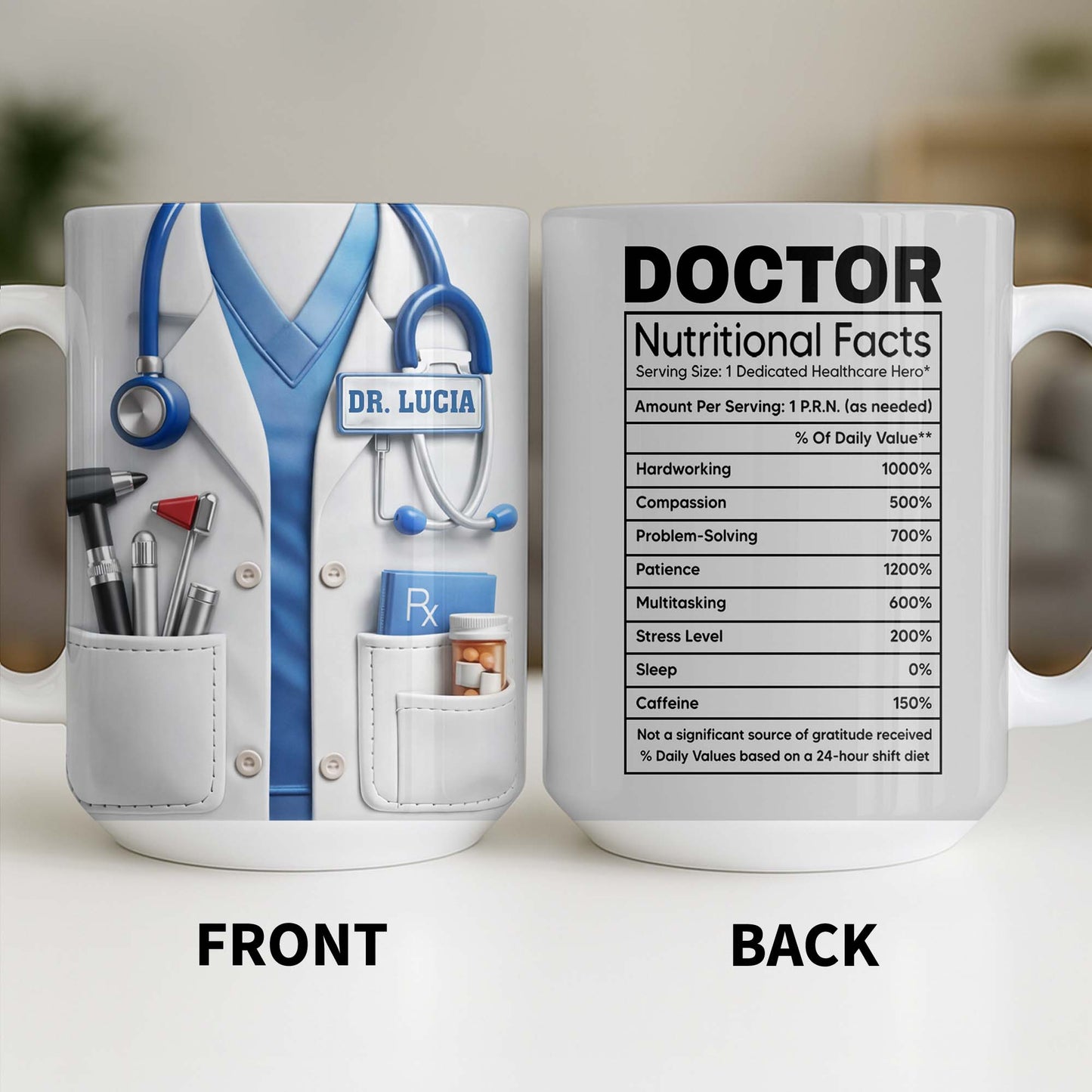 Doctor Nutritional Facts Medical Appreciation - Personalized Custom Coffee Mug - DOC095_MG
