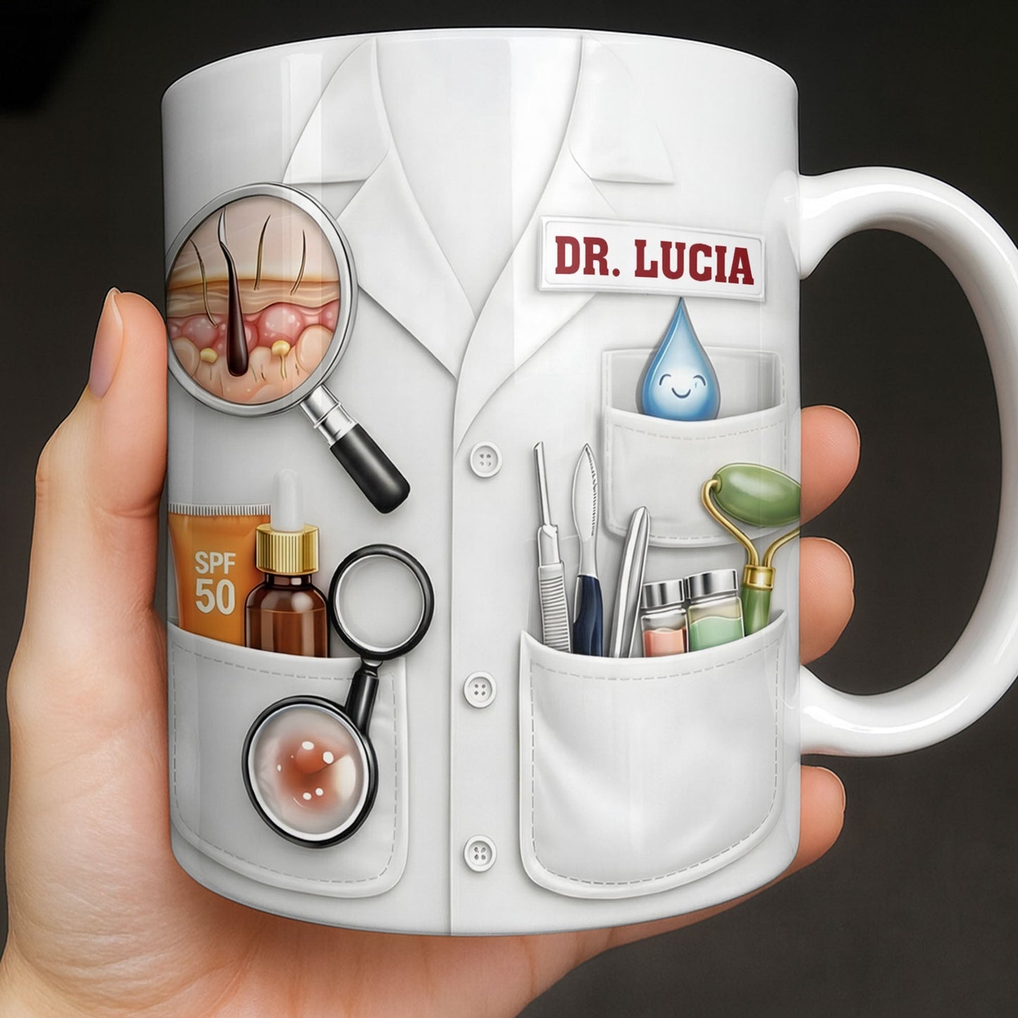 Customize With Name and Specialty, Doctor's Coat and Medical Equipment - Personalized Custom Coffee Mug - DOC100_MG