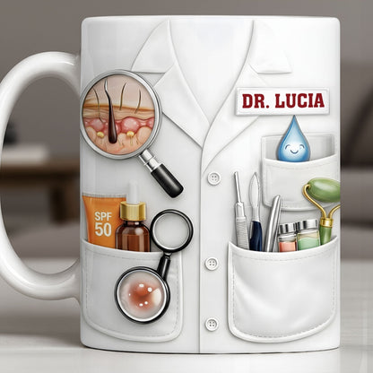 Customize With Name and Specialty, Doctor's Coat and Medical Equipment - Personalized Custom Coffee Mug - DOC100_MG