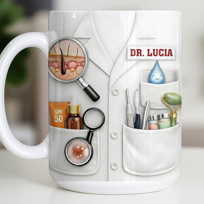 Customize With Name and Specialty, Doctor's Coat and Medical Equipment - Personalized Custom Coffee Mug - DOC100_MG