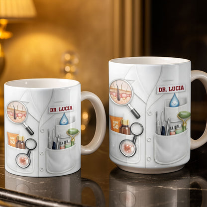 Customize With Name and Specialty, Doctor's Coat and Medical Equipment - Personalized Custom Coffee Mug - DOC100_MG