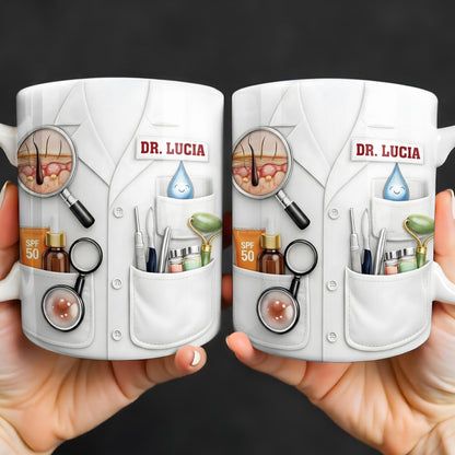 Customize With Name and Specialty, Doctor's Coat and Medical Equipment - Personalized Custom Coffee Mug - DOC100_MG