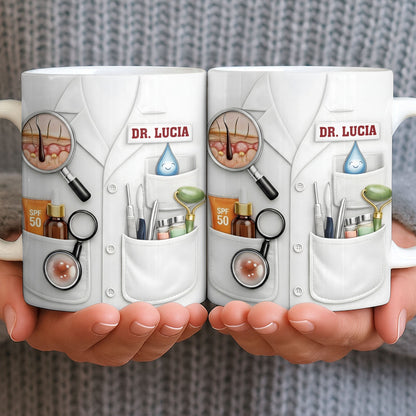 Customize With Name and Specialty, Doctor's Coat and Medical Equipment - Personalized Custom Coffee Mug - DOC100_MG