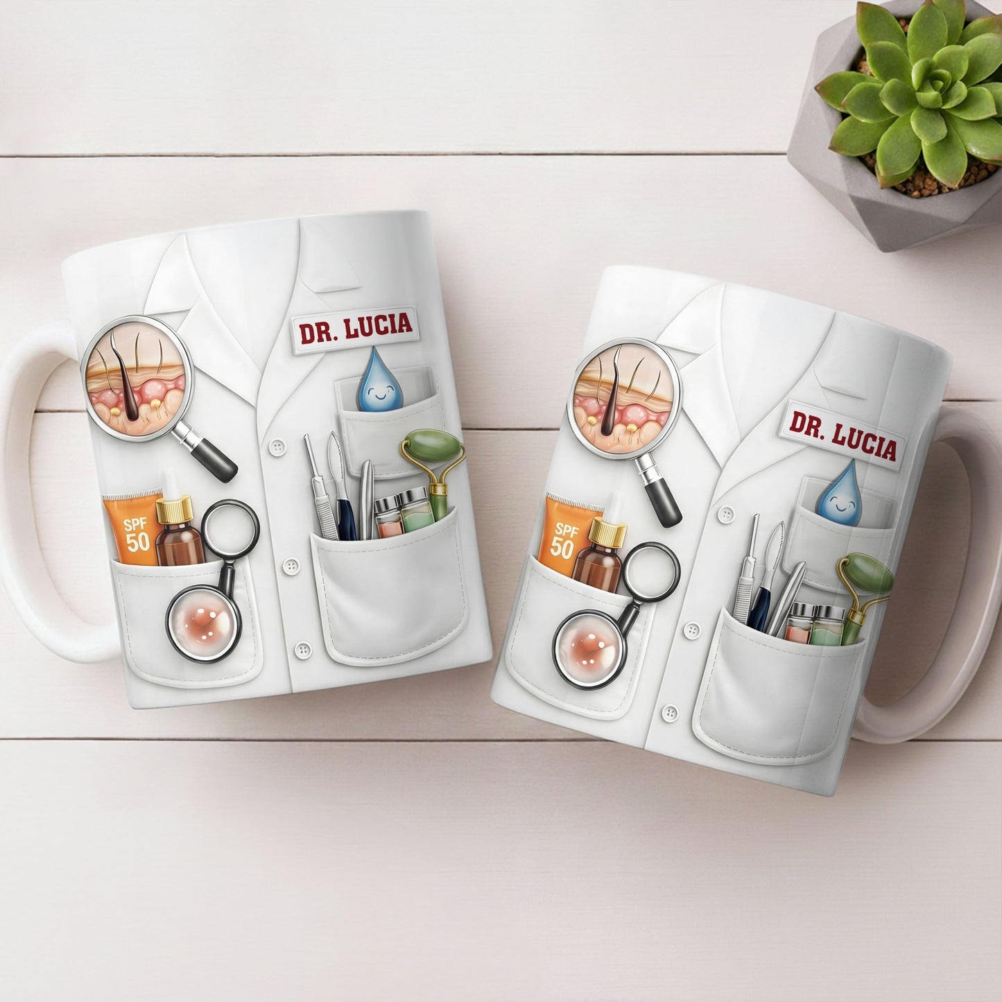 Customize With Name and Specialty, Doctor's Coat and Medical Equipment - Personalized Custom Coffee Mug - DOC100_MG