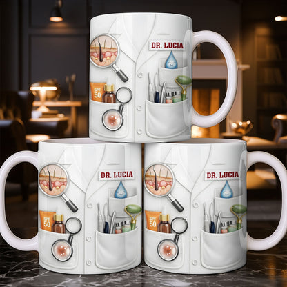 Customize With Name and Specialty, Doctor's Coat and Medical Equipment - Personalized Custom Coffee Mug - DOC100_MG