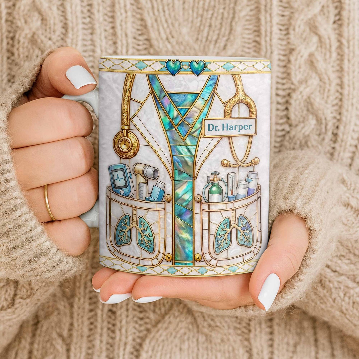Inspired By Our Medical Heroes, Stethoscope and Medical Tools Design - Personalized Custom Coffee Mug - DOC103_MG
