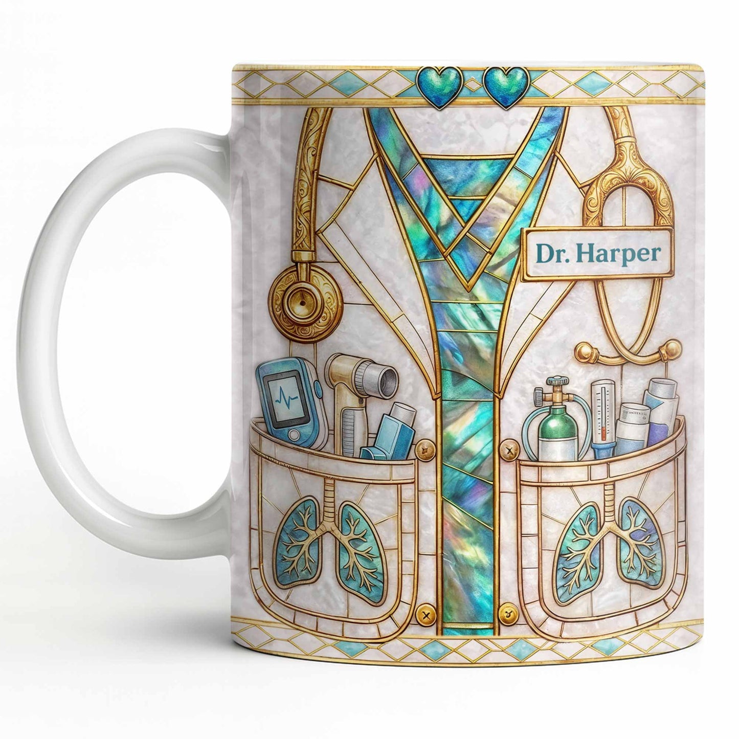 Inspired By Our Medical Heroes, Stethoscope and Medical Tools Design - Personalized Custom Coffee Mug - DOC103_MG