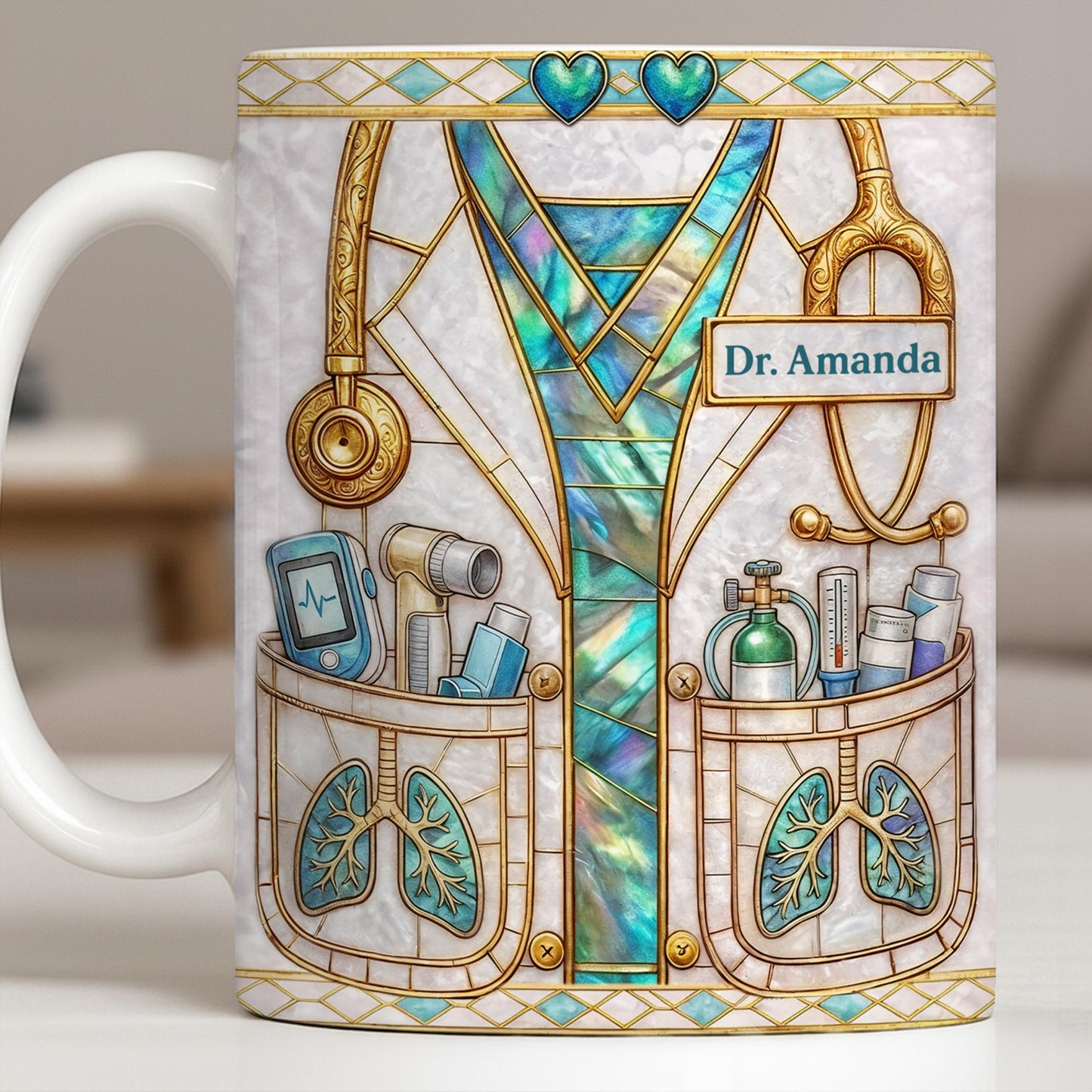 Inspired By Our Medical Heroes, Stethoscope and Medical Tools Design - Personalized Custom Coffee Mug - DOC103_MG