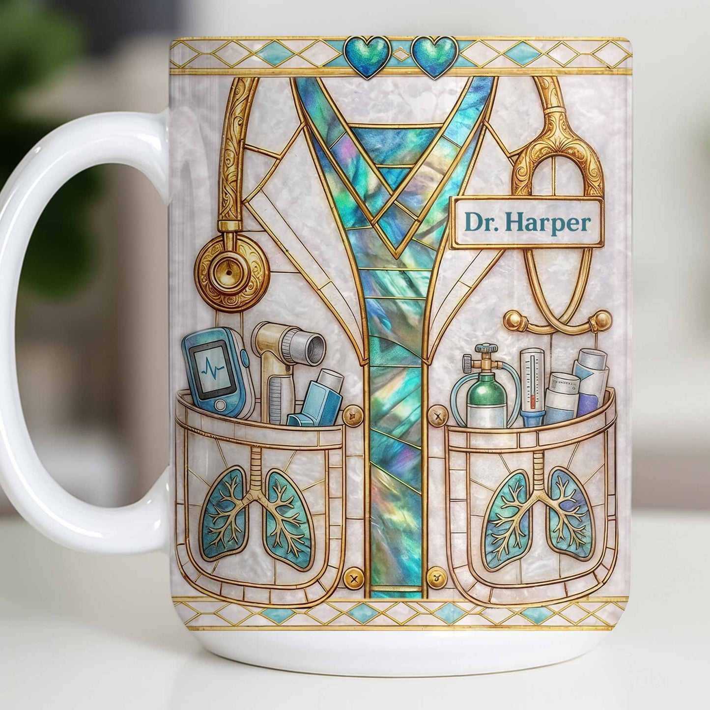 Inspired By Our Medical Heroes, Stethoscope and Medical Tools Design - Personalized Custom Coffee Mug - DOC103_MG