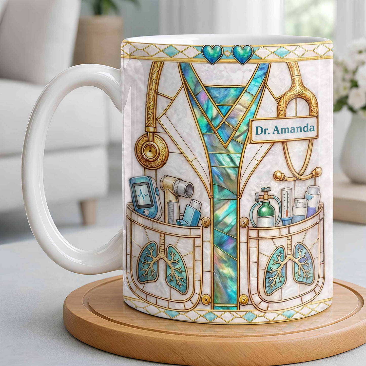 Inspired By Our Medical Heroes, Stethoscope and Medical Tools Design - Personalized Custom Coffee Mug - DOC103_MG