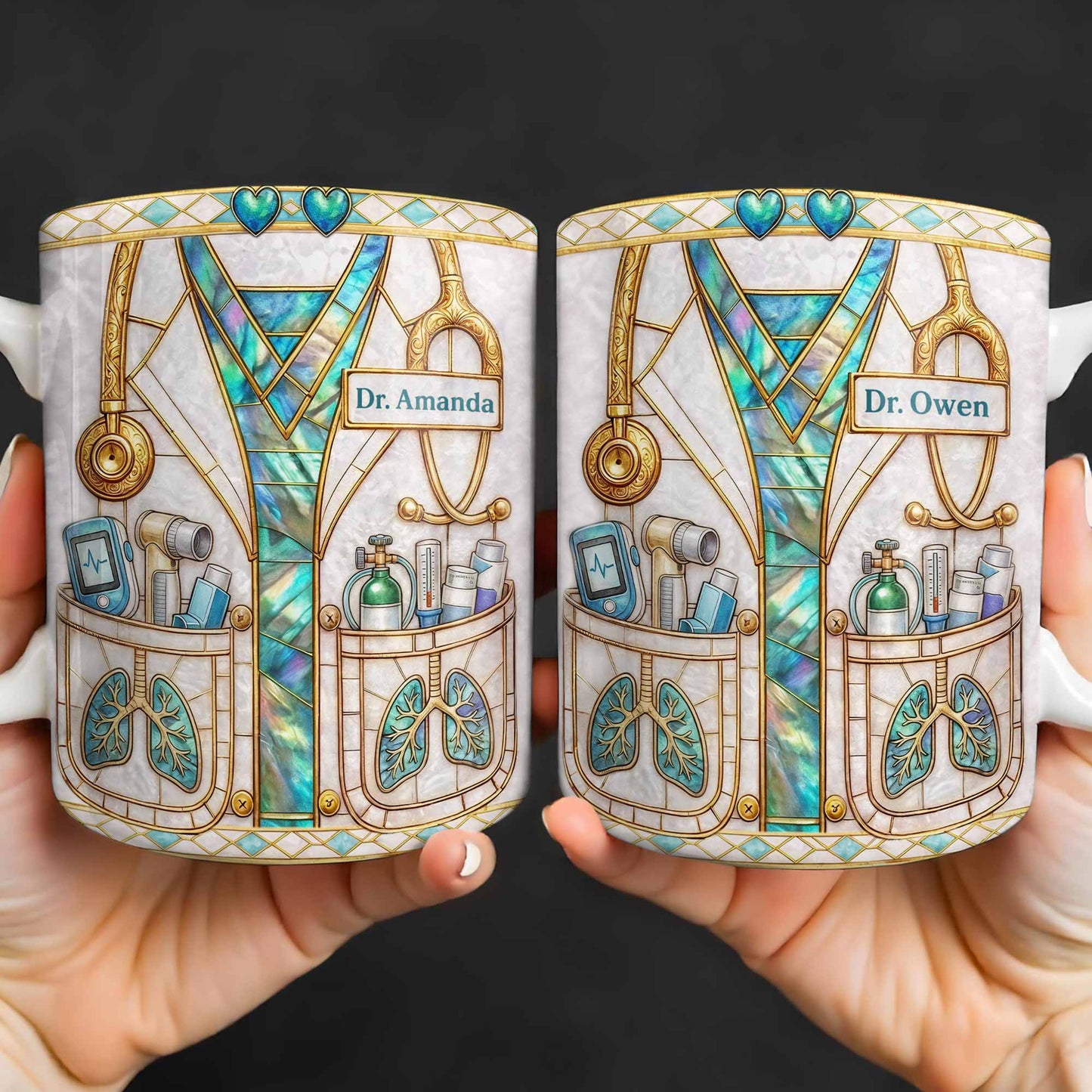 Inspired By Our Medical Heroes, Stethoscope and Medical Tools Design - Personalized Custom Coffee Mug - DOC103_MG