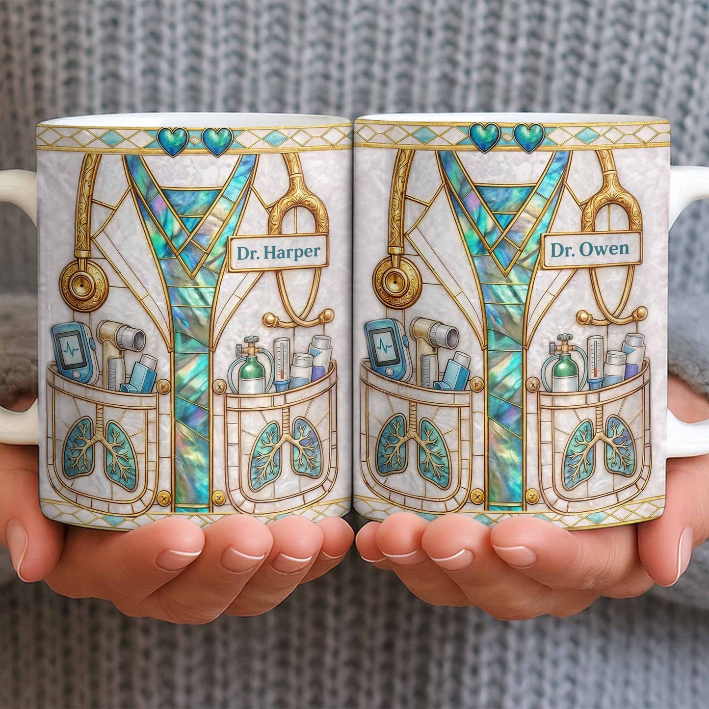 Inspired By Our Medical Heroes, Stethoscope and Medical Tools Design - Personalized Custom Coffee Mug - DOC103_MG