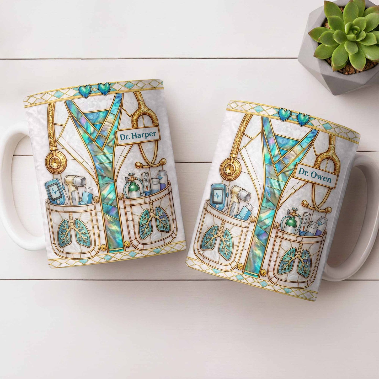 Inspired By Our Medical Heroes, Stethoscope and Medical Tools Design - Personalized Custom Coffee Mug - DOC103_MG