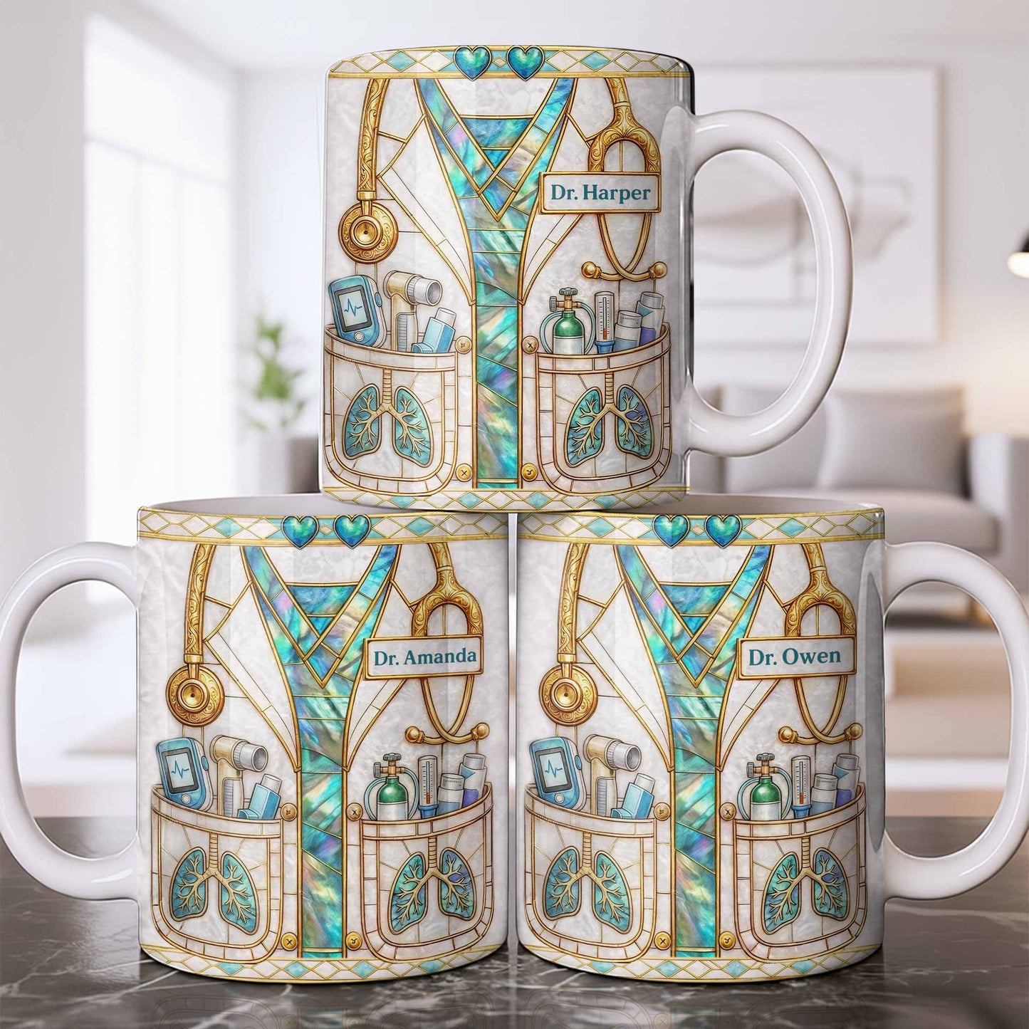 Inspired By Our Medical Heroes, Stethoscope and Medical Tools Design - Personalized Custom Coffee Mug - DOC103_MG