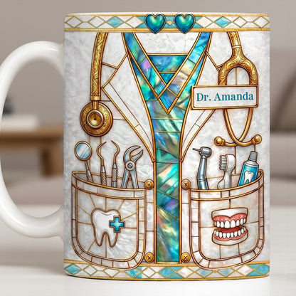 Unique Dentist-Themed Design With Essential Dental Tools - Personalized Custom Coffee Mug - DOC104_MG