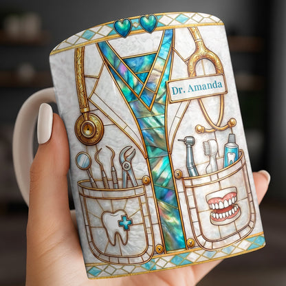 Unique Dentist-Themed Design With Essential Dental Tools - Personalized Custom Coffee Mug - DOC104_MG
