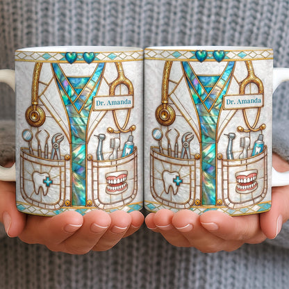 Unique Dentist-Themed Design With Essential Dental Tools - Personalized Custom Coffee Mug - DOC104_MG