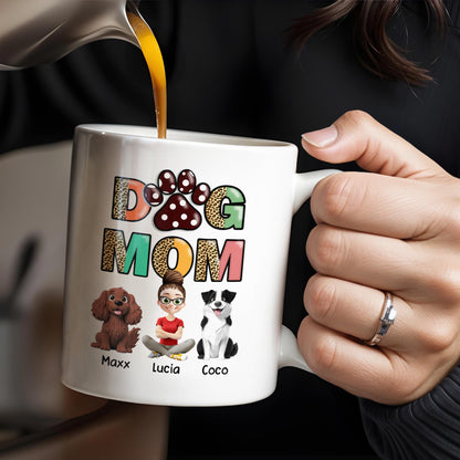 Dog Mom, Paw Print and Dogs - Personalized Custom Coffee Mug - DOG028_MG
