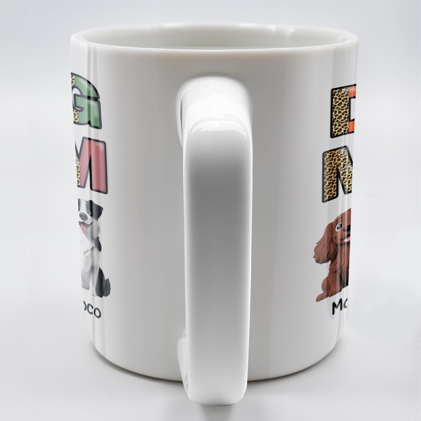Dog Mom, Paw Print and Dogs - Personalized Custom Coffee Mug - DOG028_MG