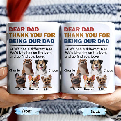 Dear Dad Thank You For Being Our Dad, Dogs Illustration - Personalized Custom Coffee Mug - DOG038_MG